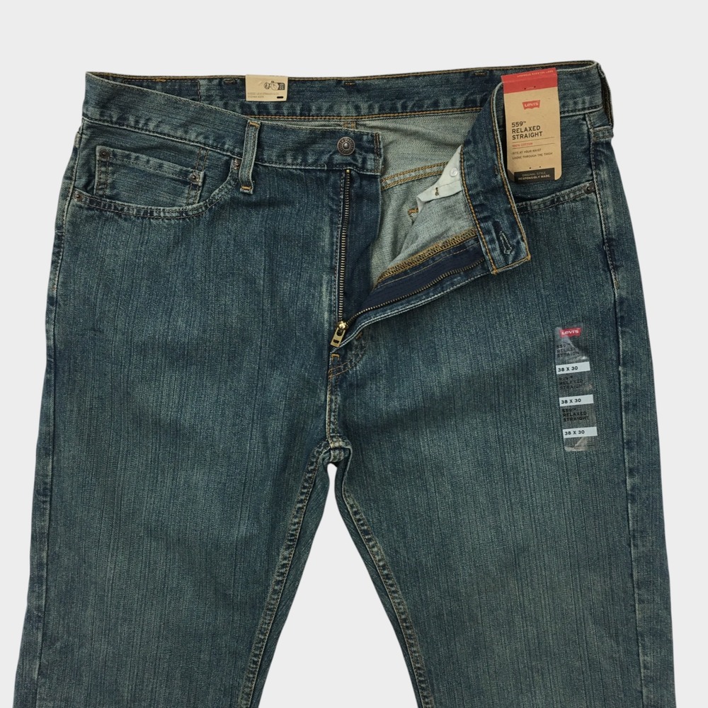 NEW! Levis 559 Relaxed Straight Jeans Mens 38x30 Blue Denim 100% Cotton NWT